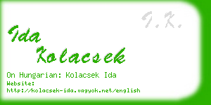 ida kolacsek business card